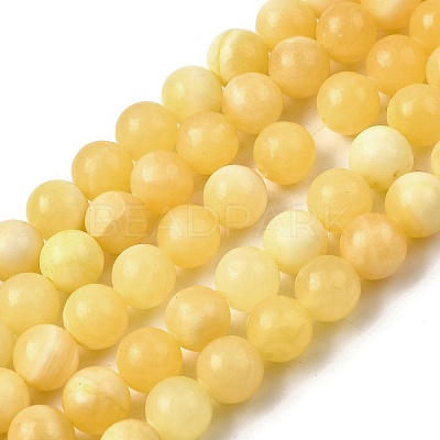 Natural Yellow Jade Beadd Strands X-G-A274-A01-8mm-1