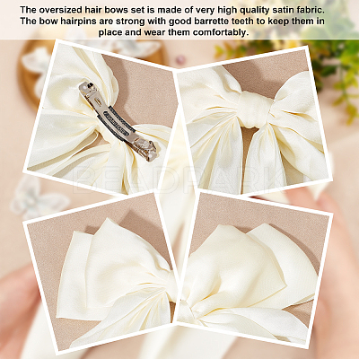 1Pc Big Bowknot Polyester Hair Barrettes & 6Pcs Butterfly Iron Alligator Hair Clips OHAR-GA0001-04-1