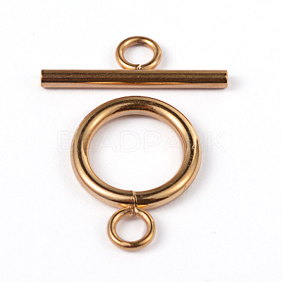 Ion Plating(IP) 304 Stainless Steel Toggle Clasps X-STAS-G130-39G-1