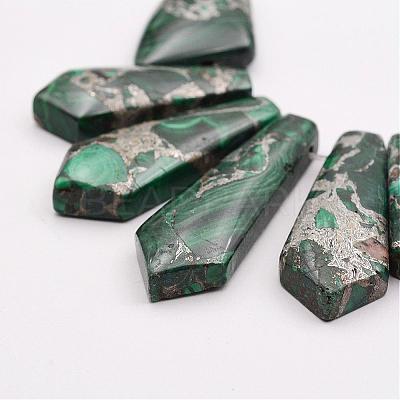 Assembled Silver Line and Malachite Bead Strands G-P297-N01-1