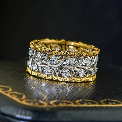 Brass Micro Pave Clear Cubic Zirconia Finger Rings FS-WG88BF1-03-1
