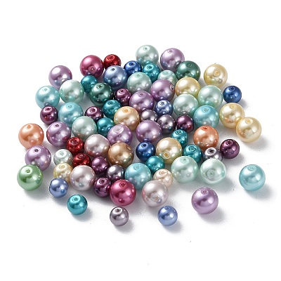 Eco-Friendly Dyed Glass Pearl Round Bead Strands HY-X0006-6-8mm-1