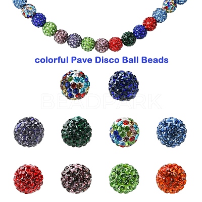 30Pcs Pave Disco Ball Beads RB-YW0001-14O-1