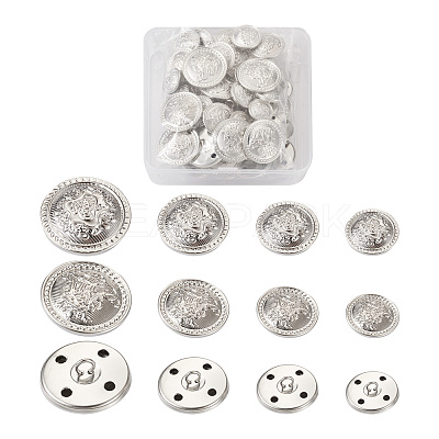 80Pcs 8 Style Brass Shank Buttons BUTT-TA0001-08S-1