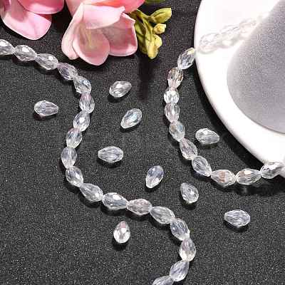 Electroplate Glass Beads Strands EGLA-D015-12x8mm-01-1