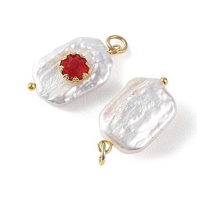 Natural Baroque Keshi Pearl & Glass Pendants PALLOY-JF05928-01-1