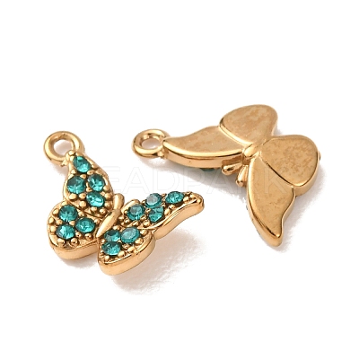 304 Stainless Steel Rhinestone Pendants STAS-L318-20G-1