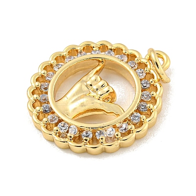 Brass Micro Pave Clear Cubic Zirconia Pendants KK-U007-01G-08-1