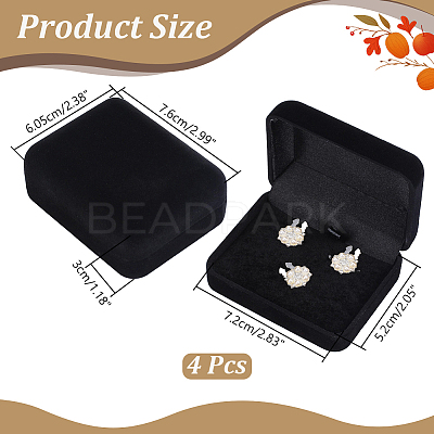 4Pcs Velvet Gift Cufflink Boxes with Hinged Lid and Black Inside CON-PH0003-64B-1