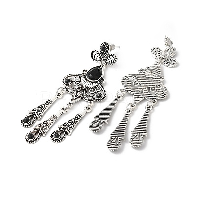 Resin Moth Chandelier Earrings EJEW-D054-05AS-02-1