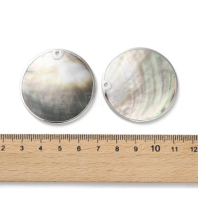 Natural Black Lip Shell Disc Pendants SSHEL-B002-03B-01-1