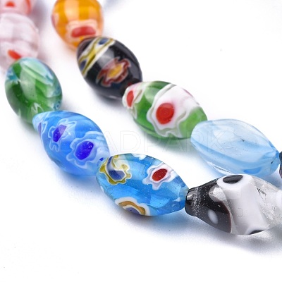Oval Handmade Millefiori Glass Beads Strands LK-R004-37-1
