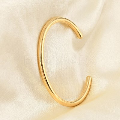 Ion Plating(IP) 304 Stainless Steel Simple Thin Cuff Bangles X-BJEW-P296-02G-1
