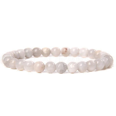 Natural White Crazy Agate Round Beaded Stretch Bracelet SF8562-29-1