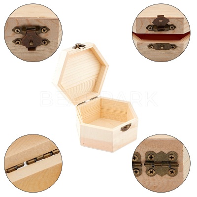 Unfinished Pine Wood Jewelry Box CON-WH0072-07-1