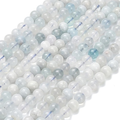 Natural Aquamarine Beads Strands G-F826-B01-6mm-1
