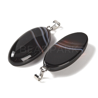 Dyed & Heated Natural Black Banded Agate Pendants GG-CBACB71-01P-05-1