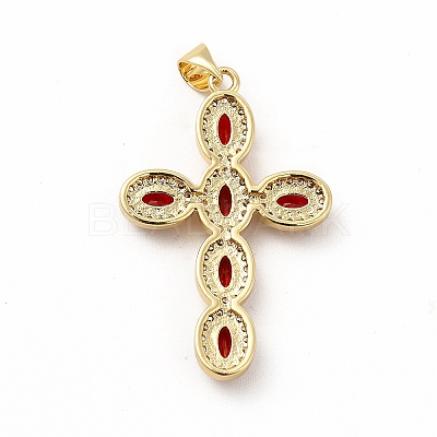Rack Plating Brass Cubic Zirconia Pendants KK-G456-25G-03-1