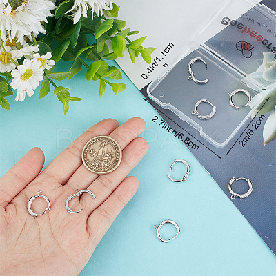10Pcs Brass Micro Pave Cubic Zirconia Huggie Hoop Earring Findings KK-BBC0013-42-1