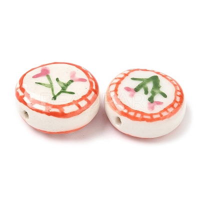 Flower Theme Handmade Porcelain Beads X1-LAMP-D303-06C-01-1