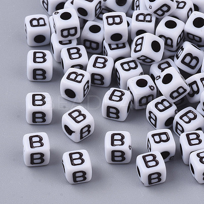 White Opaque Acrylic Beads MACR-R869-02B-1