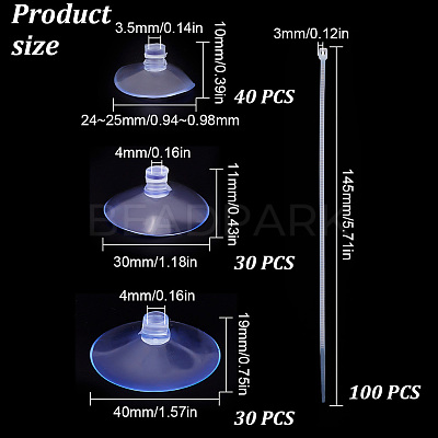 100Pcs Transparent PVC Suckers PVC-GO0001-01-1