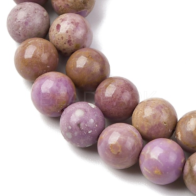 Natural Lepidolite/Purple Mica Stone Beads Strands G-K401-A01-6mm-1