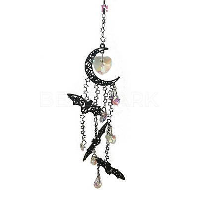 Halloween Bat & Moon Alloy Hanging Ornaments PW-WG17574-01-1