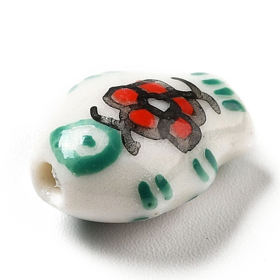 Handmade Printed Porcelain Beads PORC-F005-03-1
