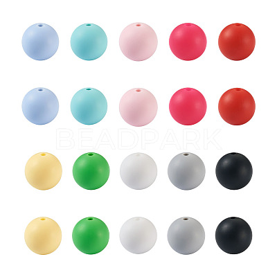 100Pcs 10 Colors Food Grade Eco-Friendly Silicone Focal Beads SIL-BY0001-02-1