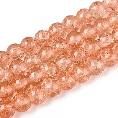 Spray Painted Crackle Glass Beads Strands CCG-Q001-8mm-05-1