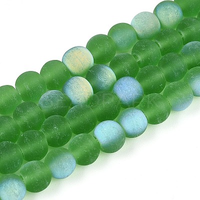 Frosted Transparent Glass Beads Strands GLAA-T032-T6mm-MBB07-1