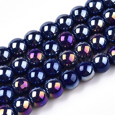Electroplate Opaque Glass Beads Strands X-GLAA-T032-P6mm-AB03-1