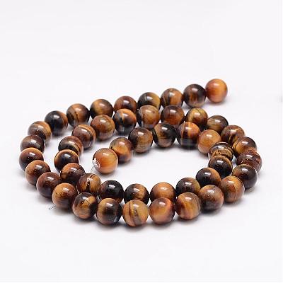 Natural Grade AB+ Tiger Eye Bead Strands G-K153-B39-6mm-AB-1