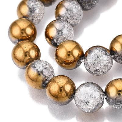 Electroplated Crackle Glass Beads Strands EGLA-N014-10mm-04-1