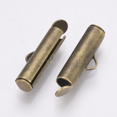 Brass Slide On End Clasp Tubes KK-Q747-11A-AB-1