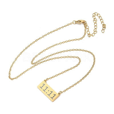 304 Stainless Steel Number 11:11 Pendant Necklaces NJEW-NH0002-01G-06-1