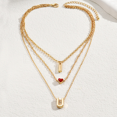 Iron Cable Chains 3 Layer Necklaces AX4550-1