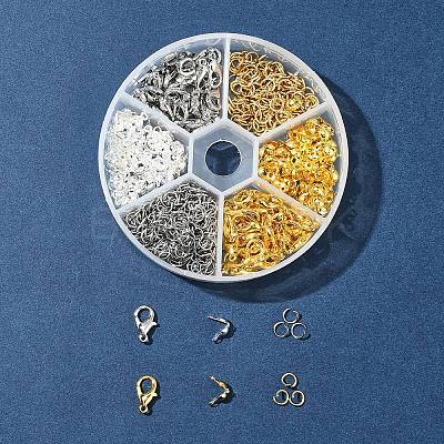DIY Zinc Alloy Lobster Claw Clasps & 304 Stainless Steel Open Jump Rings & Brass Bead Tips Making Findings Kits DIY-FS0006-92-1