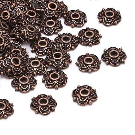 4-Petal Tibetan Style Alloy Flower Bead Caps LS-X-TIBE-S222-R-NR-1