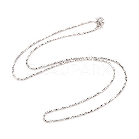 925 Sterling Silver Box Chain Necklace for Women NJEW-M190-02A-P-1