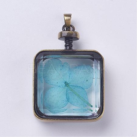 Dried Flower Glass Pendants GLAA-E023-02C-1