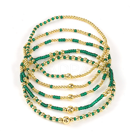 Gold Beaded Bracelet Set Summer 2025 Stylish and Versatile Five-Piece Jewelry Collection AJ2042-1-1