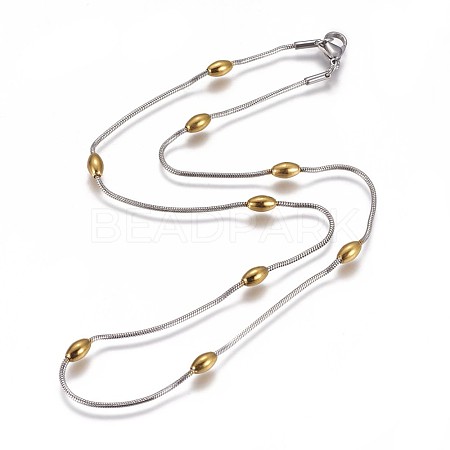 304 Stainless Steel Herringbone Chain Necklaces NJEW-F261-19GP-1