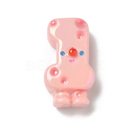 Electroplate Number Theme Resin Beads RESI-Q015-01B-1