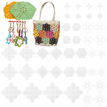 WADORN 40pcs 10 styles Flower & Butterfly & Hexagon Plastic Mesh Canvas Sheets DIY-WR0003-49-1