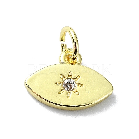 Eye Theme Brass Micro Pave Cubic Zirconia Charms KK-H475-58G-04-1