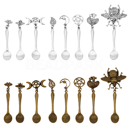 32Pcs 8 Styles Alloy Coffee Tea Spoon PALLOY-DR00002-1