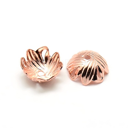 Brass Flower Bead Caps KK-O043-01RG-1