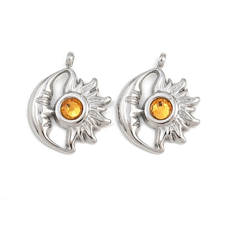 304 Stainless Steel Rhinestone Pendants STAS-Z166-24P-11-1